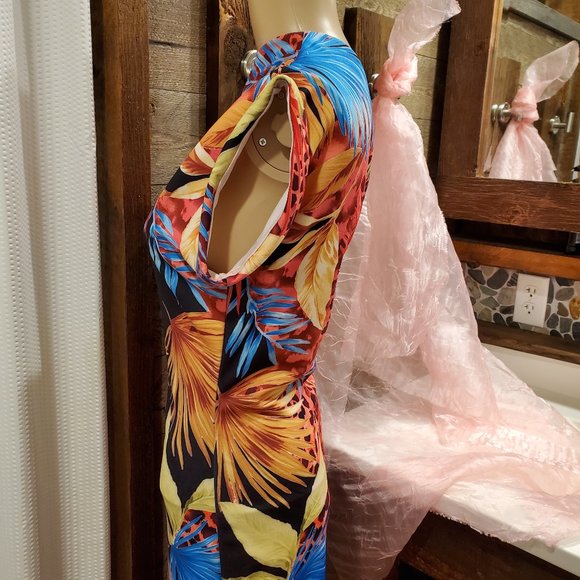 WinWin CORAL PRINT DRESS floral Medium USA sleeveless - Picture 6 of 8